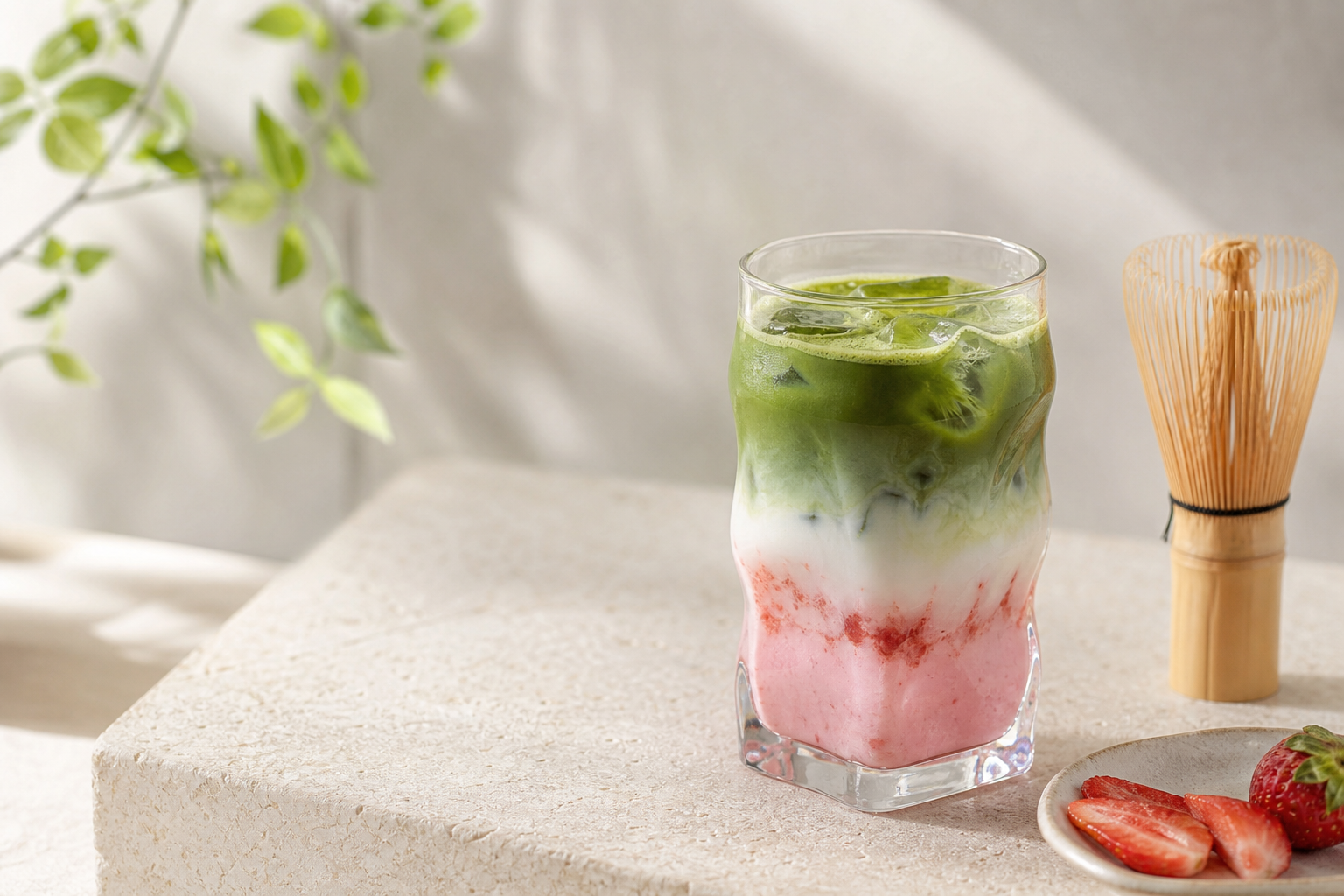 Strawberry Iced Matcha Latte
